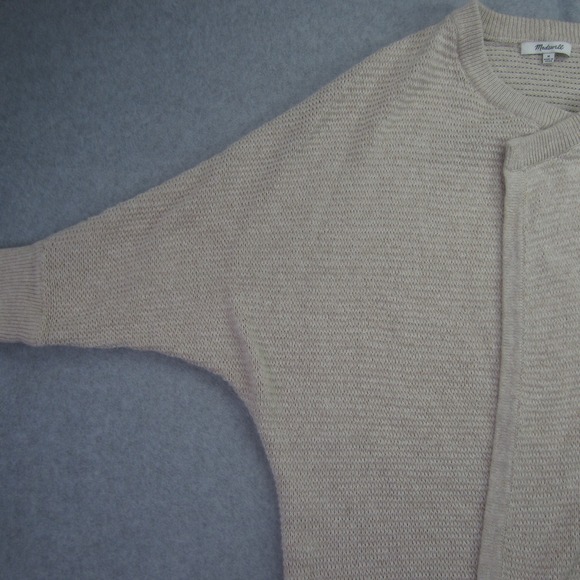 Madewell‎ Cardigan Womens Medium Beige Knit Dolman Sleeve Open FrontSweater - Picture 5 of 16